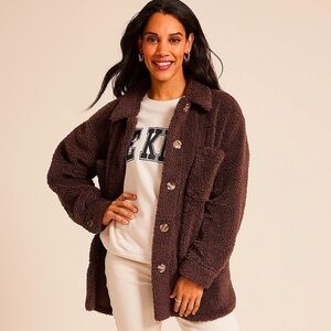 (NWT) Maurices Women’s Cozy Sherpa Shacket in Umber Brown